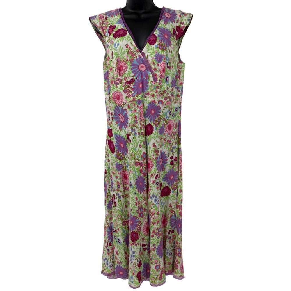 Vintage Jonathan Martin Studio Floral Midi Dress in Multi Floral | Size 14